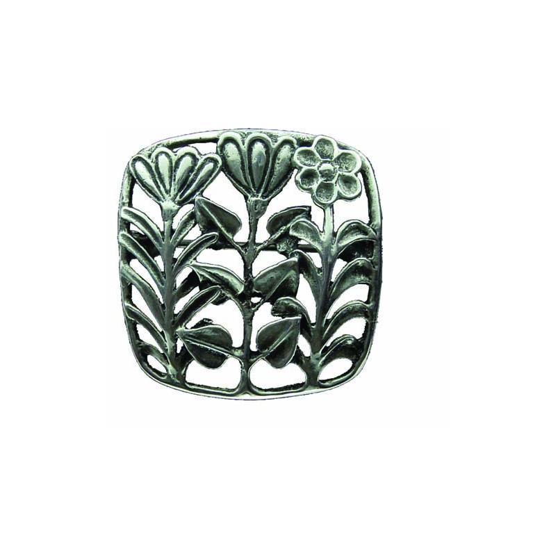 Square Brooch with 3 Flowers (Unisex Pendant)