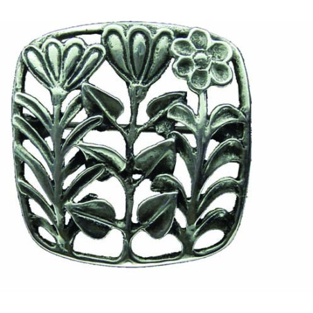 Square Brooch with 3 Flowers (Unisex Pendant)