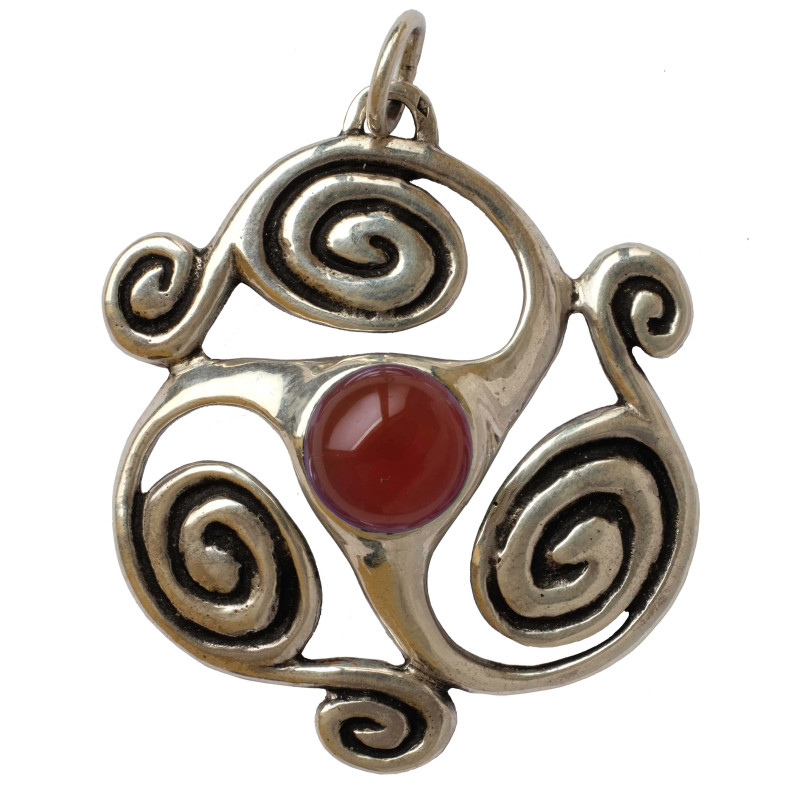 Carnelian Pendant, Large Openwork Triskelion