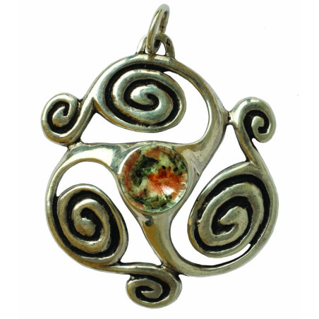 Large Openwork Pink Granite Triskel Pendant