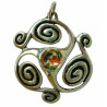 Pendentif Granit Rose Grand Triskel Ajouré