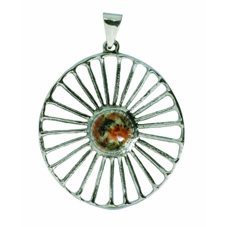 Pink Granite Wheel Pendant
