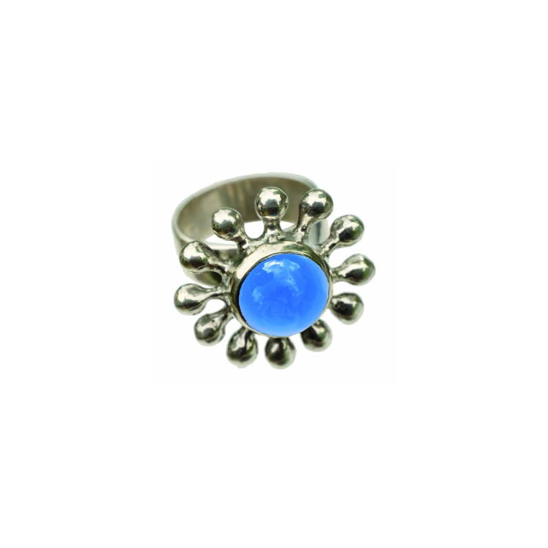 Bague Marguerite Agate Bleue (Ouverte)