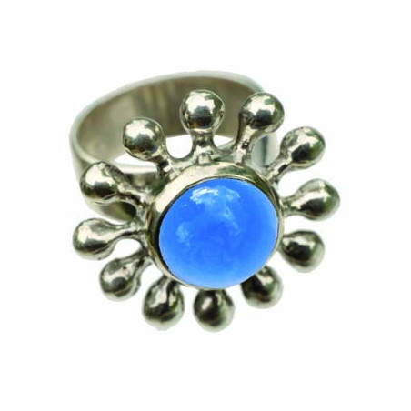 Bague Marguerite Agate Bleue (Ouverte)