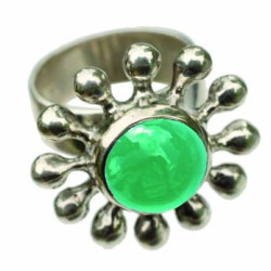 Green Agate Daisy Ring (Open)