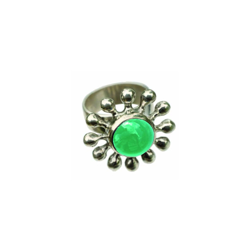 Green Agate Daisy Ring (Open)