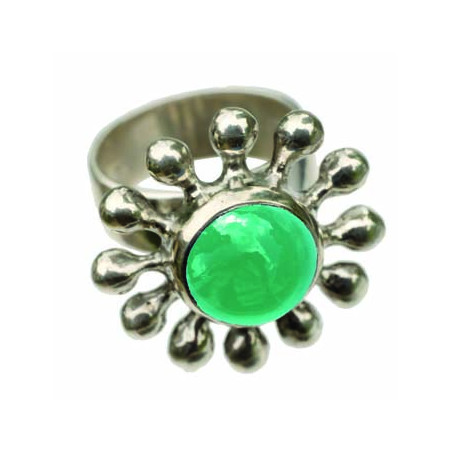 Bague Marguerite Agate Verte (Ouverte)