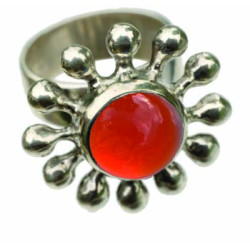 Carnelian Daisy Ring (Open)
