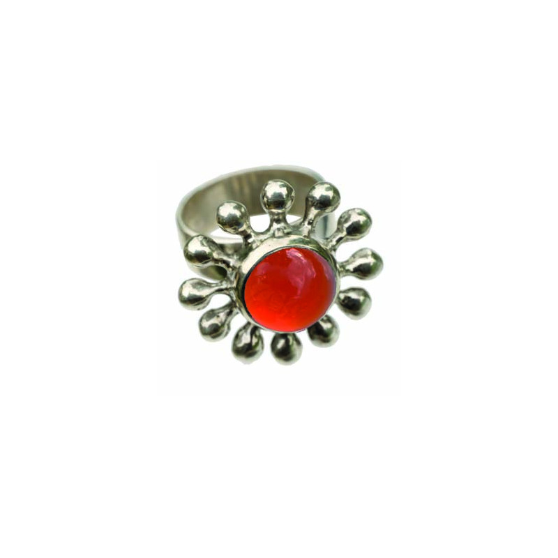 Bague Marguerite Cornaline (Ouverte)