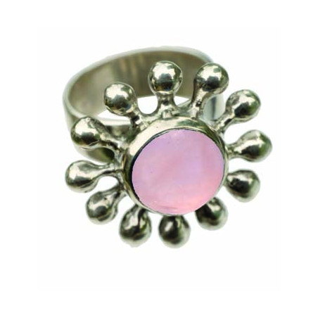 Rose Quartz Daisy Ring (Open)
