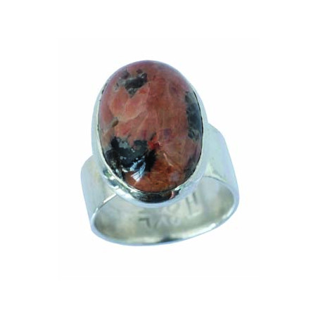 Bague Granit Rose Ovale (Ouv.)
