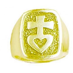 Toulhoat Heart cross signet ring