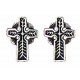 Tiny celtic cross earrings button