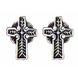 Tiny celtic cross earrings button
