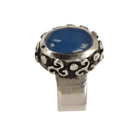 Bague Triskel Agate Bleue Ovale(Ouv.)