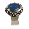 Oval Blue Agate Triskel Ring (Open)