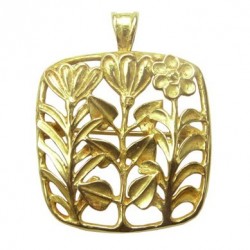 Toulhoat 3 flowers square brooch 