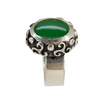 Bague Triskel Agate Verte Ovale (Ouv.)