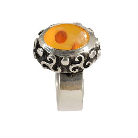 Bague Triskel Ambre Ovale (Ouv.)