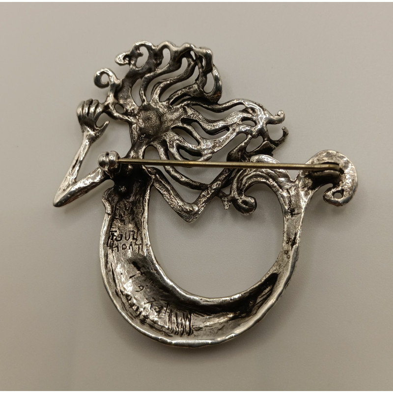 Broche Sirène En Laine Feutrée - Fait Main, Design Unique, Neuf Sans Emballage