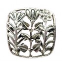 Toulhoat 3 flowers square brooch
