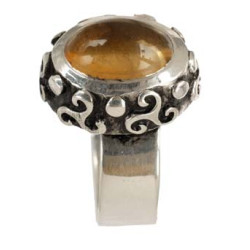 Oval Citrine Triskel Ring (Open)