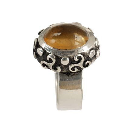 Oval Citrine Triskel Ring (Open)