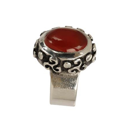 Oval Carnelian Triskel Ring (Open)