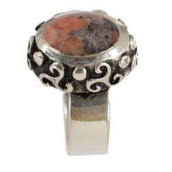 Bague Triskel Granit Rose Ovale (Ouv.)