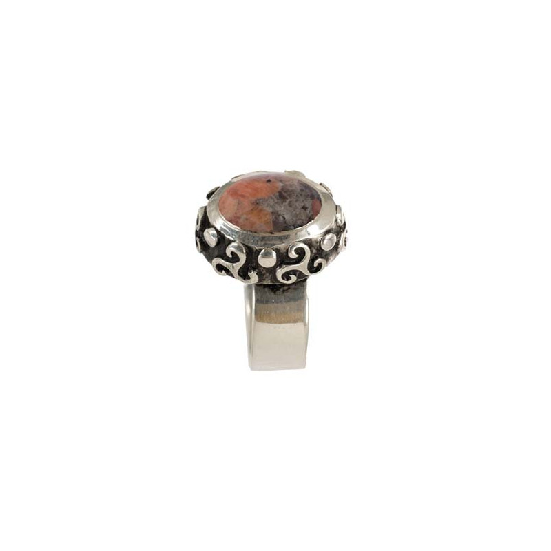 Bague Triskel Granit Rose Ovale (Ouv.)