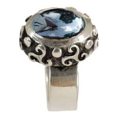 Oval Hematite Triskel Ring (Open)