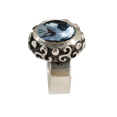 Oval Hematite Triskel Ring (Open)