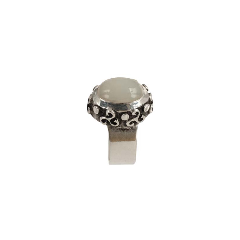 Oval Moonstone Triskel Ring (Open)
