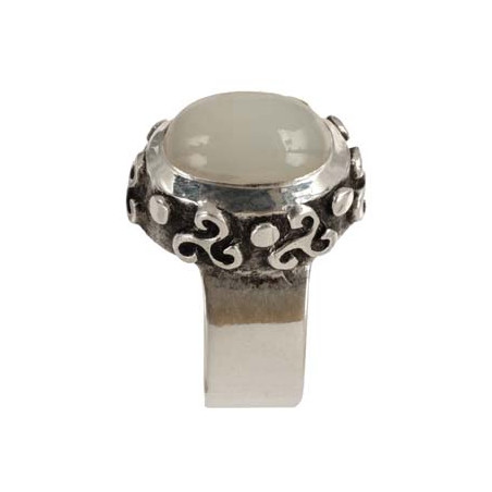 Oval Moonstone Triskel Ring (Open)