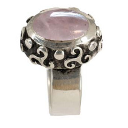 Oval Rose Quartz Triskel Ring (Open)