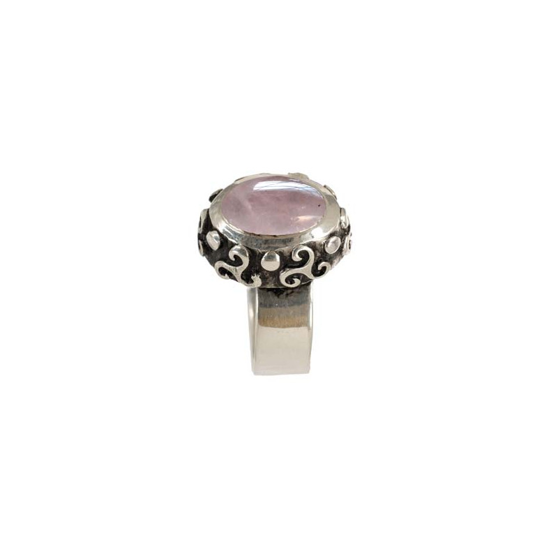 Oval Rose Quartz Triskel Ring (Open)