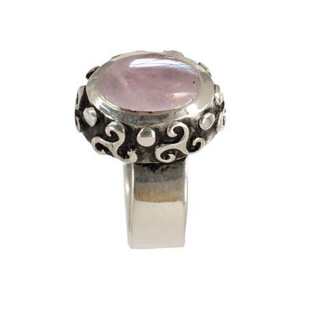 Bague Triskel Quartz Rose Ovale (Ouv.)