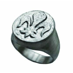 Fleur-de-Lys Signet Ring, Round Medal