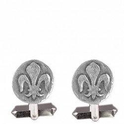 Round lily medal cufflink