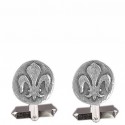 Round lily medal cufflink