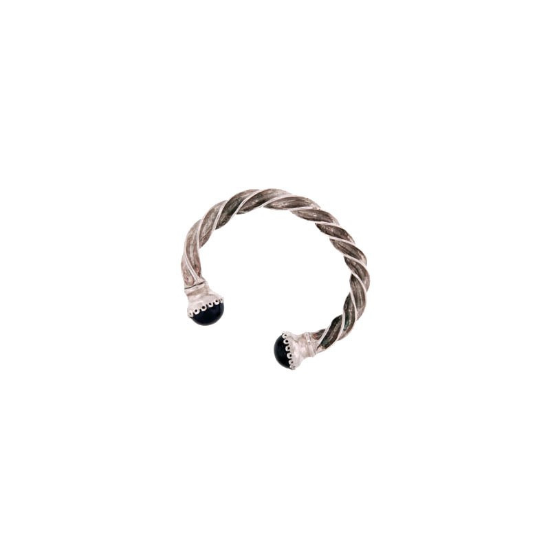 Bracelet Torque with Round Onyx Settings Toulhoat