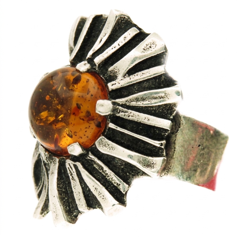 Bague Ambre Cognac (Ouverte)