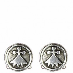 Round ermine medal cufflink