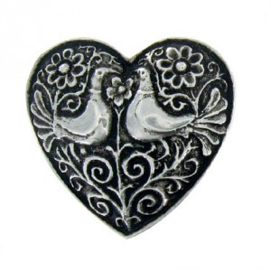 Toulhoat 2 birds heart brooch