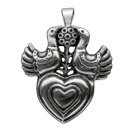 Heart and Dove Brooch (Unisex Pendant)
