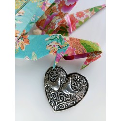 Un pendentif et une broche en même temps, 2 oiseaux, la nature et l'amour réunis, 2 bijoux en un