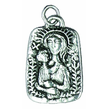 Virgin Mary Medal with Flowers