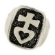 cross & heart signet ring 13g