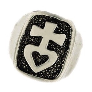 cross & heart signet ring 13g