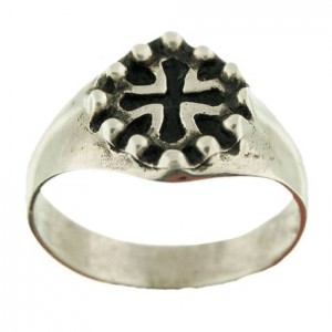 Toulhoat middle-sized Oc-cross signet ring 3.5g